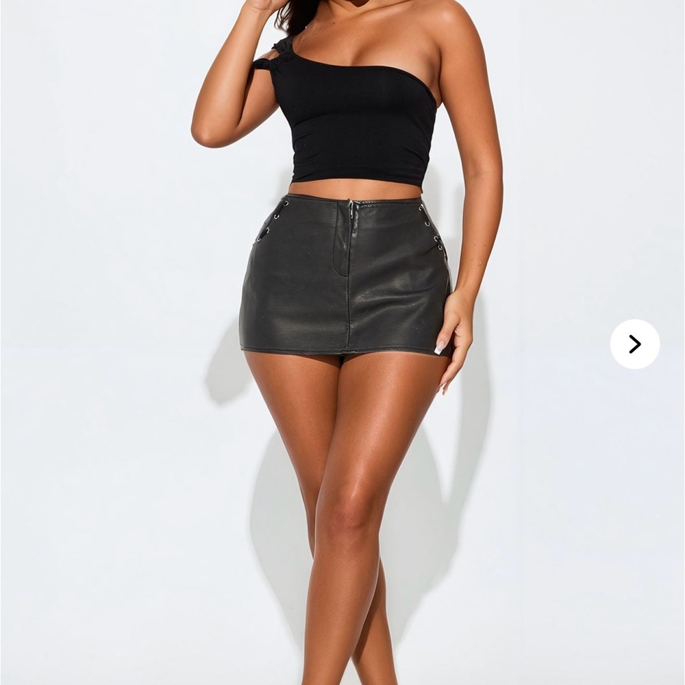 Brea Washed Faux Leather Micro Mini Skirt - Black